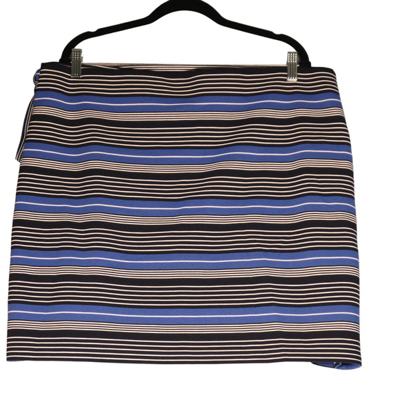 NEW Loft Mini Wrap Skirt Womens XL Blue Stripe Knit Career Casual Stretch $69 - Picture 5 of 8